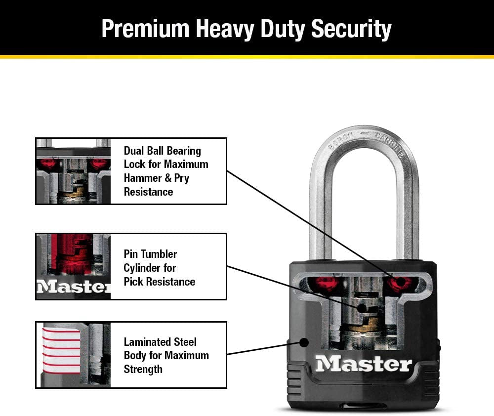 Black Outdoor Key Lock, Heavy Duty Weather Resistant Padlock with Cover, Keyed Alike Padlocks for Outdoor Use, 4 Pack, M115XQLF