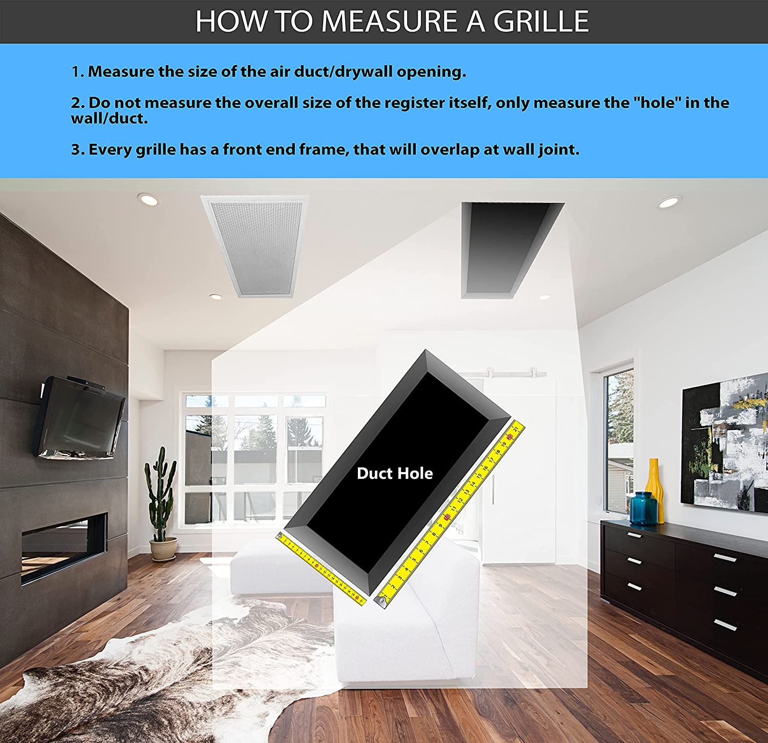 14'' X 12'' 3-Way AIR Supply Grille - Vent Cover & Diffuser - Flat Stamped Face - White [Outer Dimensions: 15.75''W X 13.75''H]