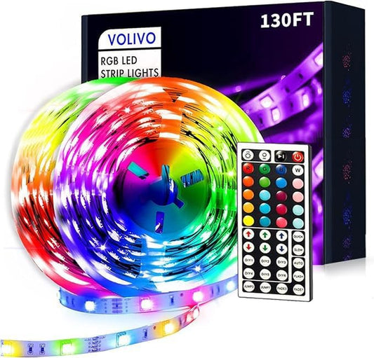 Led Strip Lights 130Ft, 44Key IR Remote Control Led Light Strip, Color Changing Lighting for Bedroom, Home Decor
