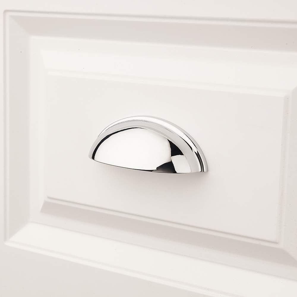 Bin Cup Drawer Pull - Polished Chrome Cabinet Handle, 76Mm / 3 Inch Screw Spacing (10 Pack) for Kitchen Cupboard Bedroom Dresser Bathroom Furniture Door