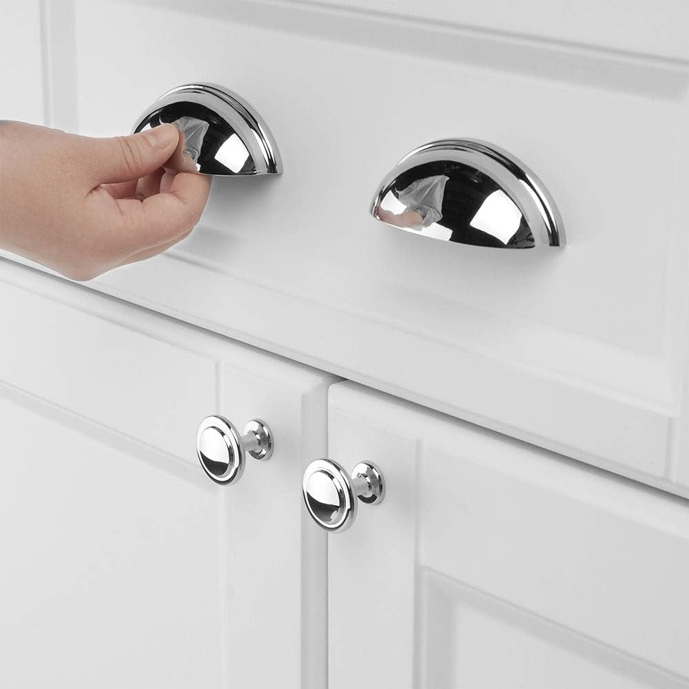 Bin Cup Drawer Pull - Polished Chrome Cabinet Handle, 76Mm / 3 Inch Screw Spacing (10 Pack) for Kitchen Cupboard Bedroom Dresser Bathroom Furniture Door