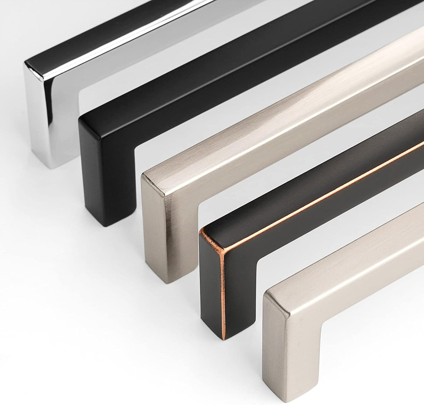 Solid Square Bar Cabinet Handle - Chrome Furniture Pull, 6.3 Inch/160Mm Screwhole Distance, 10-Pack for Kitchen Cupboard Door, Bedroom Dresser Drawer, Bathroom Wardrobe Hardware