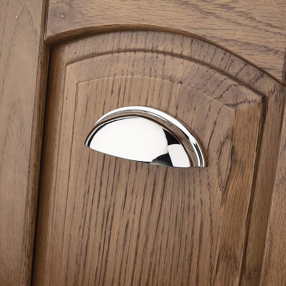 Bin Cup Drawer Pull - Polished Chrome Cabinet Handle, 76Mm / 3 Inch Screw Spacing (10 Pack) for Kitchen Cupboard Bedroom Dresser Bathroom Furniture Door