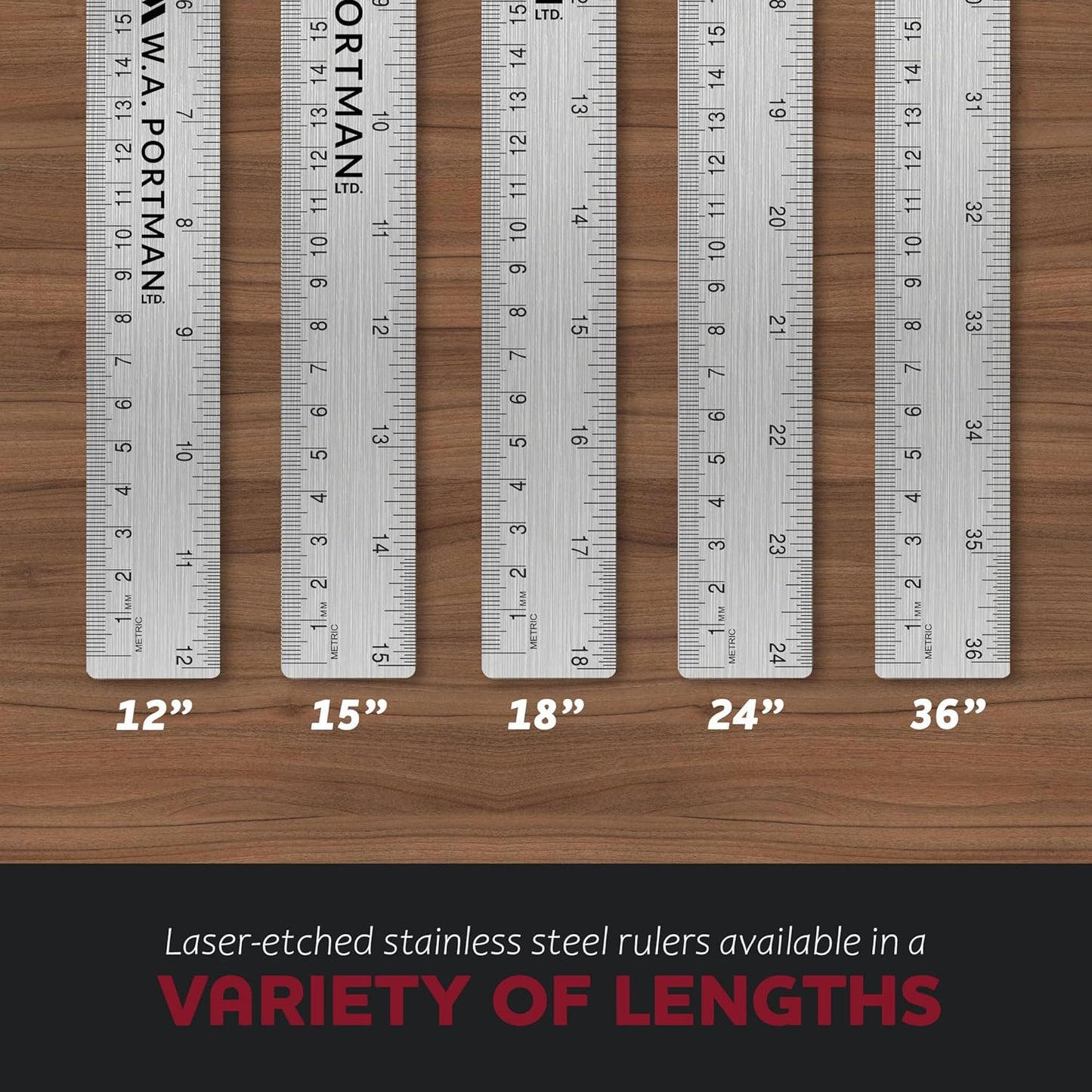 Metal Ruler 18 Inch Cork Back - Straight Edge 18 Inch Metal Ruler with Cork Backing - Flexible & Non-Slip Stainless Steel - Imperial & Metric Graduations for Precision Measuring
