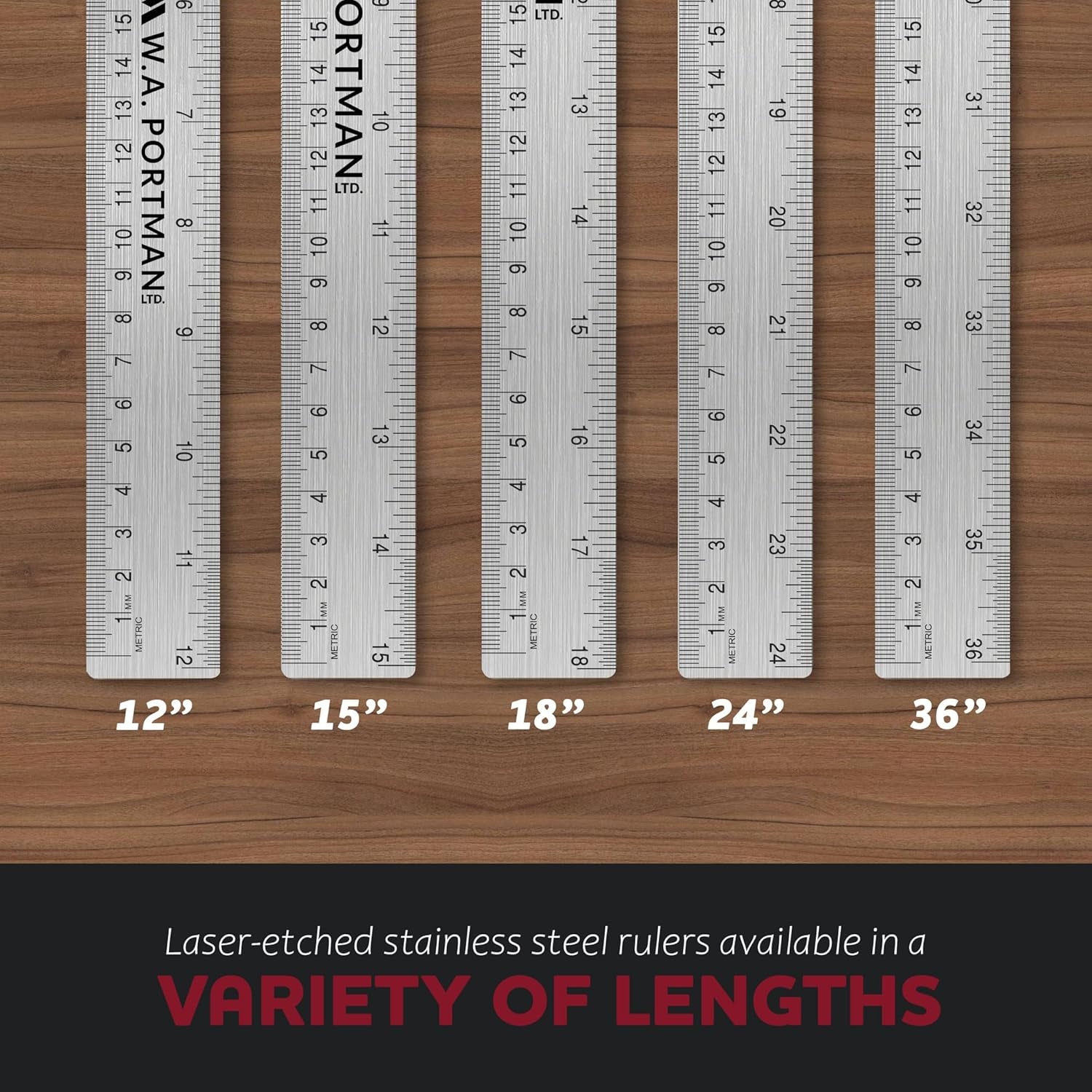 Metal Ruler 18 Inch Cork Back - Straight Edge 18 Inch Metal Ruler with Cork Backing - Flexible & Non-Slip Stainless Steel - Imperial & Metric Graduations for Precision Measuring