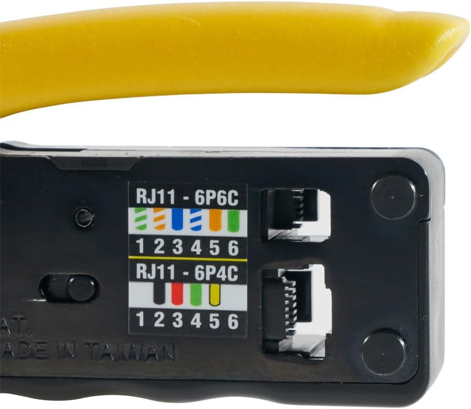 VDV226-107 Compact Ratcheting Modular Data Cable Crimper / Wire Stripper / Wire Cutter, CAT6, CAT5, CAT3, Flat-Satin Voice Cable