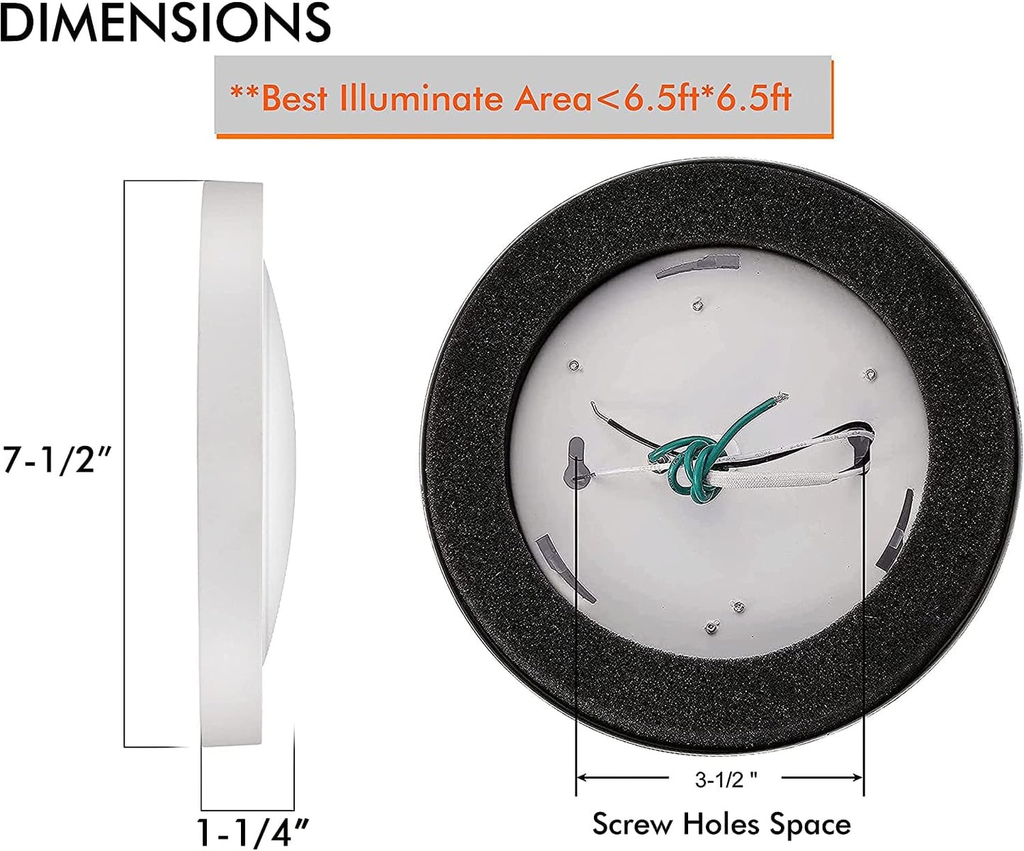 3 Color Temperature LED Flush Mount Ceiling Light,7.5 Inch,120V 12W 840LM Dimmable, CRI 90+,3000K/4000K/5000K Adjustable,White Finish