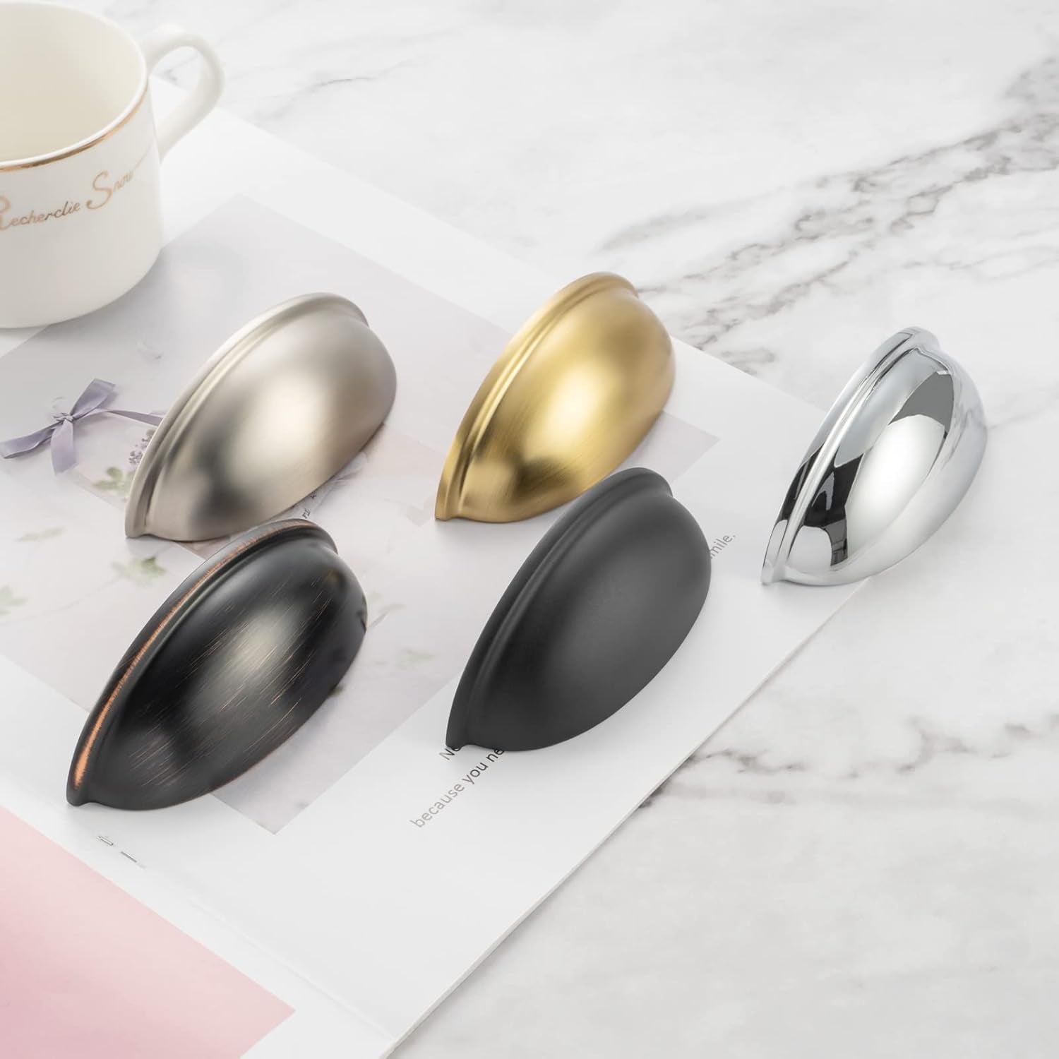 Bin Cup Drawer Pull - Polished Chrome Cabinet Handle, 76Mm / 3 Inch Screw Spacing (10 Pack) for Kitchen Cupboard Bedroom Dresser Bathroom Furniture Door